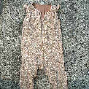 H&M Organic Cotton Floral Romper - Pink and Cream